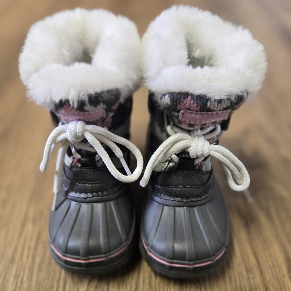 Sorel Gray and Pink Ankle-Height Winter Boots